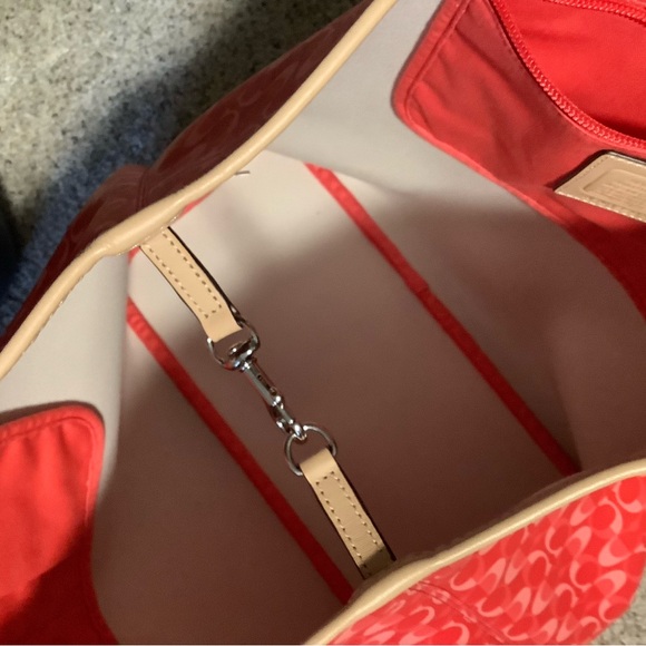 Coach Peyton Park Dream C Tote #F256773 Red & Pink with Tan Lth trim NWT - Picture 7 of 11